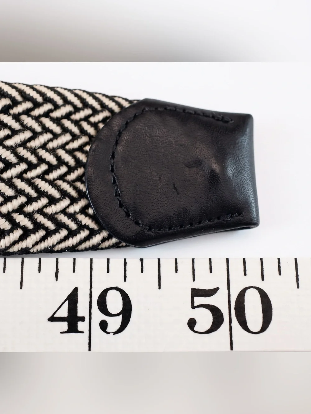 Tommy Bahama Men's Woven Braided Webbed Two-Tone Nautical Belt Black Leather